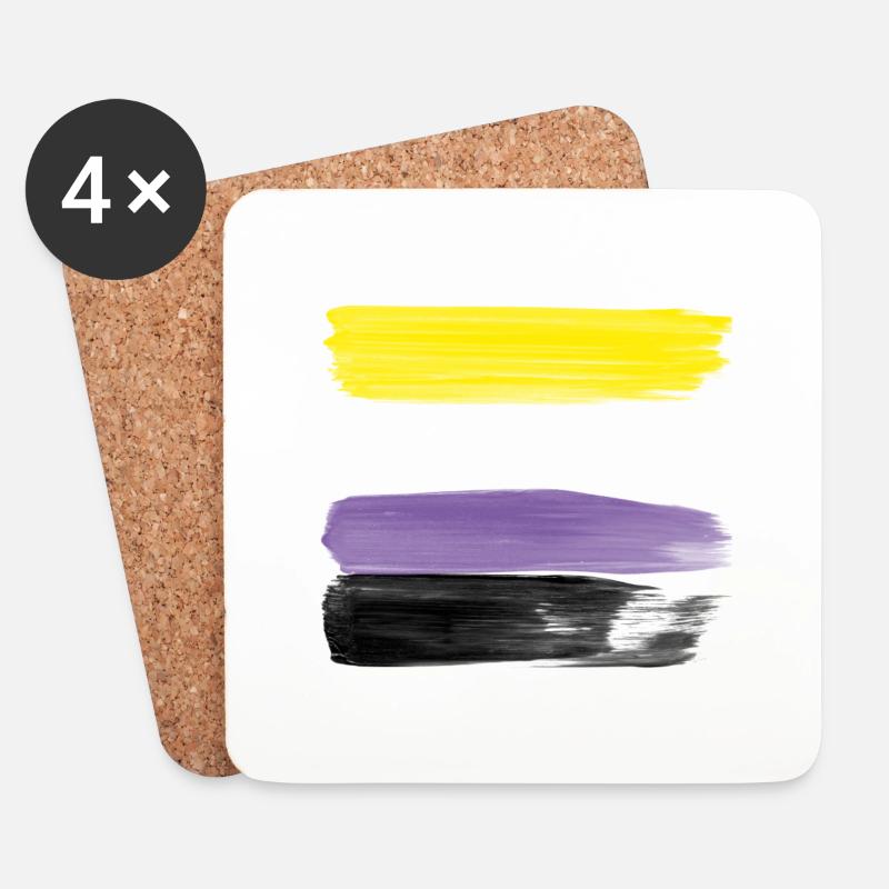 Non-Binary Pride Strokes - Untersetzer (4er-Set) - Weiß