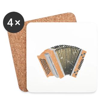 Steirer Man, Steirische Harmonika Quetschn - Untersetzer (4er-Set) - Weiß - Vorne