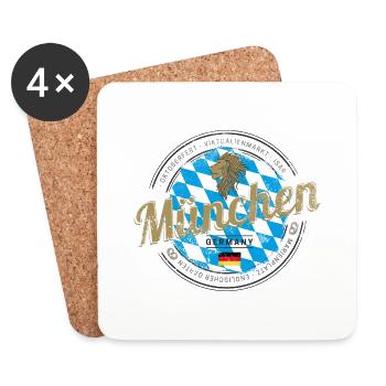 München Bayern Vintage City Deutschland Souvenir - Untersetzer (4er-Set) - Weiß - Vorne