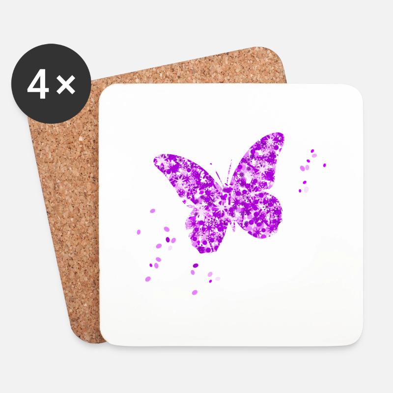 Schmetterling - Untersetzer (4er-Set) - Weiß