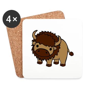 Süßes großes Bison - Untersetzer (4er-Set) - Weiß - Vorne