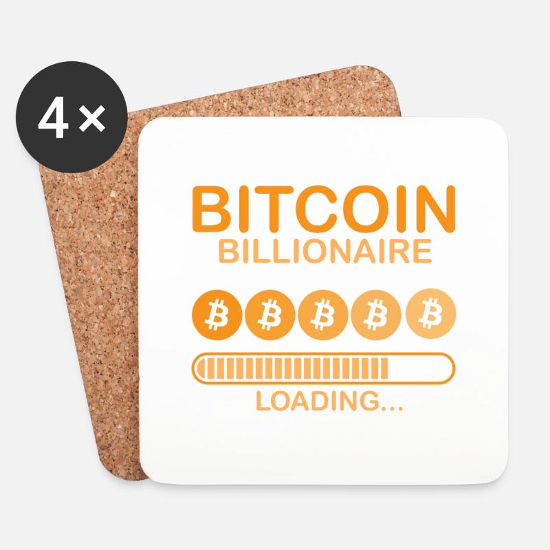 Bitcoin Milliardär Loading, Krypto - Untersetzer (4er-Set) - Weiß