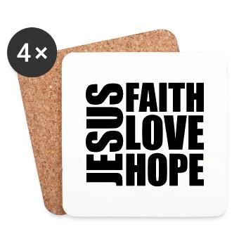Jésus Foi Amour - Dessous de verre (lot de 4) - blanc - Devant