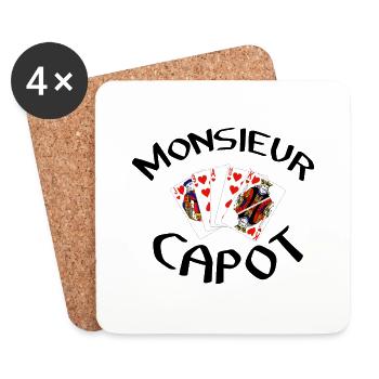 Belote Monsieur capot coinche contrée cadeau - Dessous de verre (lot de 4) - blanc - Devant