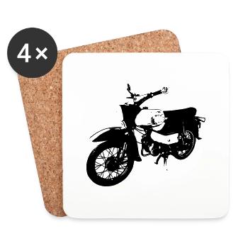 Simson Habicht Schwarz Moped - Untersetzer (4er-Set) - Weiß - Vorne