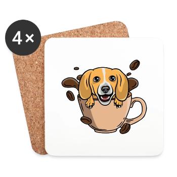 Kaffee beagle - Untersetzer (4er-Set) - Weiß - Vorne