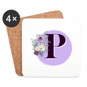 Buchstabe P Blumenkrone - Untersetzer (4er-Set) - Weiß - Vorne