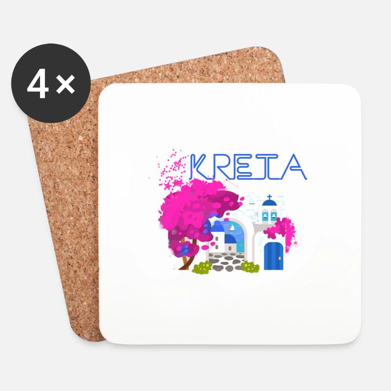 kreta,greece,bild,landschaft,blumen,kollage - Untersetzer (4er-Set) - Weiß