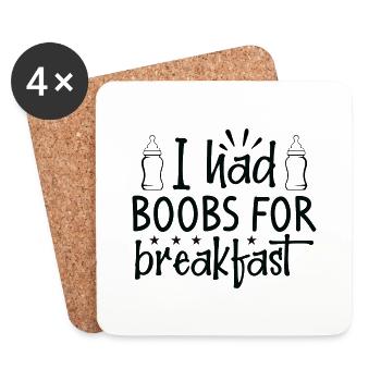 J’ai eu des seins pour le petit déjeuner - Dessous de verre (lot de 4) - blanc - Devant