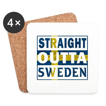Idée cadeau Straight outta Suède Scandinavie - Dessous de verre (lot de 4) - blanc - Devant