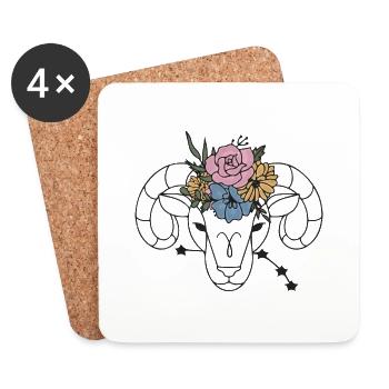 Zodiac Flower Retro - Coasters (set of 4) - white - Front
