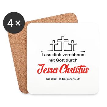 Lass dich versöhnen durch Jesus Christus (V.2) - Untersetzer (4er-Set) - Weiß - Vorne