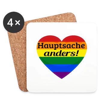 HAUPTSACHE ANDERS! - Untersetzer (4er-Set) - Weiß - Vorne