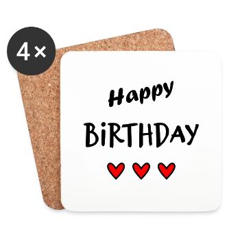 JAHRESTAG. ALLES GUTE ZUM GEBURTSTAG!. ALLES GUTE ZUM GEBURTSTAG!. - Untersetzer (4er-Set) - Weiß - Vorne