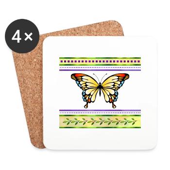 Schmetterling - Untersetzer (4er-Set) - Weiß - Vorne