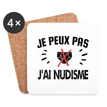 je peux pas j'ai nudisme - Dessous de verre (lot de 4) - blanc - Devant