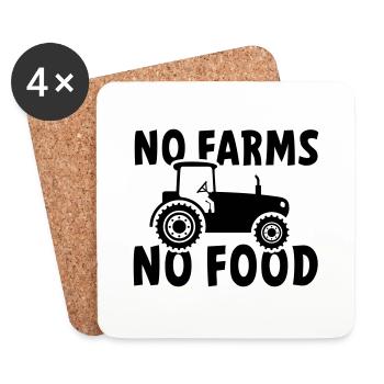 Pas de fermes, pas de nourriture ou de nourriture. Tracteur - Dessous de verre (lot de 4) - blanc - Devant