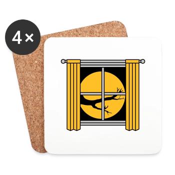 Mond Nacht Baum Fenster - Untersetzer (4er-Set) - Weiß - Vorne