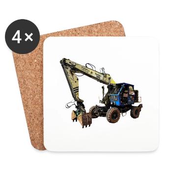 T174 Bagger DDR - Untersetzer (4er-Set) - Weiß - Vorne