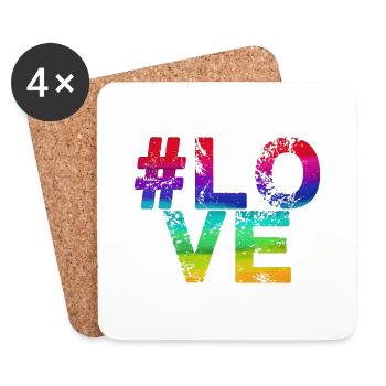lovve,bunt,regenbogen,love,lgbt,hashtag - Untersetzer (4er-Set) - Weiß - Vorne