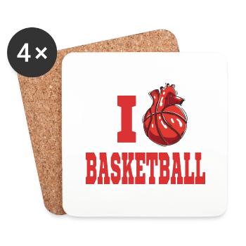 Ich Liebe Basketball Basketballer Geschenkidee - Untersetzer (4er-Set) - Weiß - Vorne