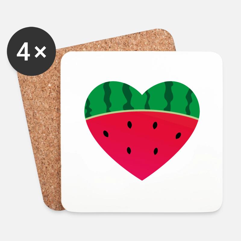 Melon Heart - Untersetzer (4er-Set) - Weiß