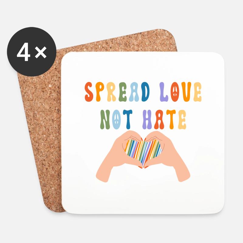 Spread Love Not Hate - Untersetzer (4er-Set) - Weiß