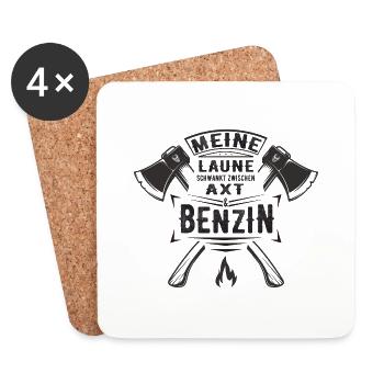 meine Laune schwankt Axt und Benzin Geschenk - Untersetzer (4er-Set) - Weiß - Vorne