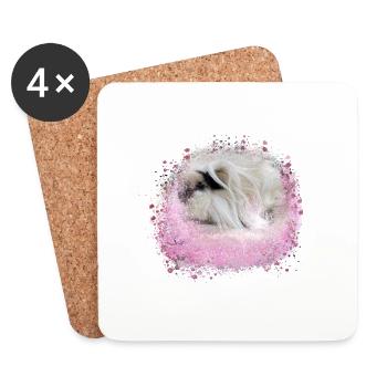 angora guinea pig, graffiti,painting,pink,pink - Coasters (set of 4) - white - Front