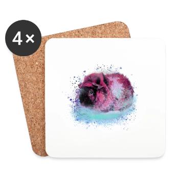 cochon d’Inde, graffiti, peinture, rose, rose, pop-art - Dessous de verre (lot de 4) - blanc - Devant