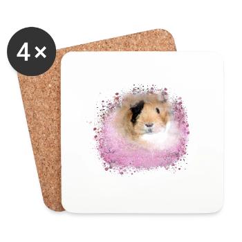 guinea pig, graffiti,painting,pink,pink - Coasters (set of 4) - white - Front