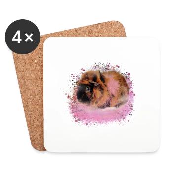 meerschweinchen, graffiti,malerei,rosa,pink - Untersetzer (4er-Set) - Weiß - Vorne