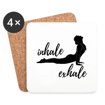 Yoga - Inspirer - Expirer - Dessous de verre (lot de 4) - blanc - Devant