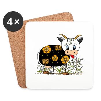 Vache - Dessous de verre (lot de 4) - blanc - Devant