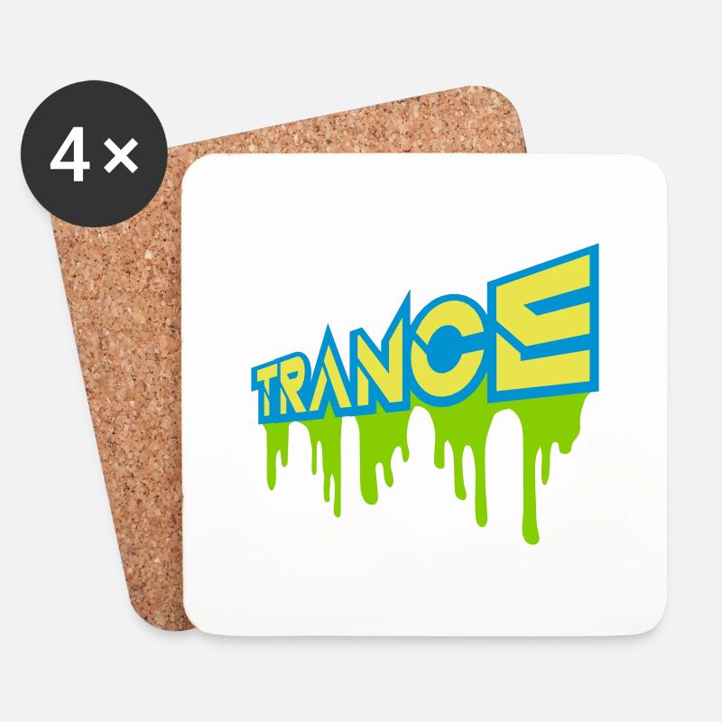 Trance Logo Club Techno - Untersetzer (4er-Set) - Weiß