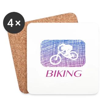 biking biken - Untersetzer (4er-Set) - Weiß - Vorne