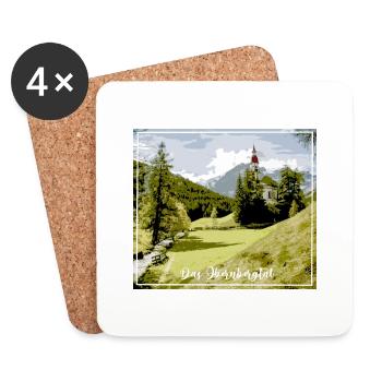 Das Obernbergtal,landschaft,berge,kirche,tirol - Untersetzer (4er-Set) - Weiß - Vorne