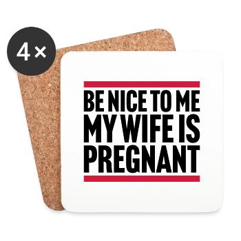 ma femme est enceinte - Dessous de verre (lot de 4) - blanc - Devant