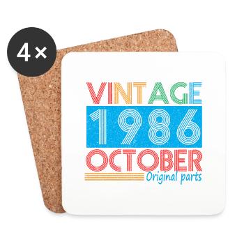 Vintage Oktober 1986 36 Jahre alte Geburtstagsgeschenke - Untersetzer (4er-Set) - Weiß - Vorne