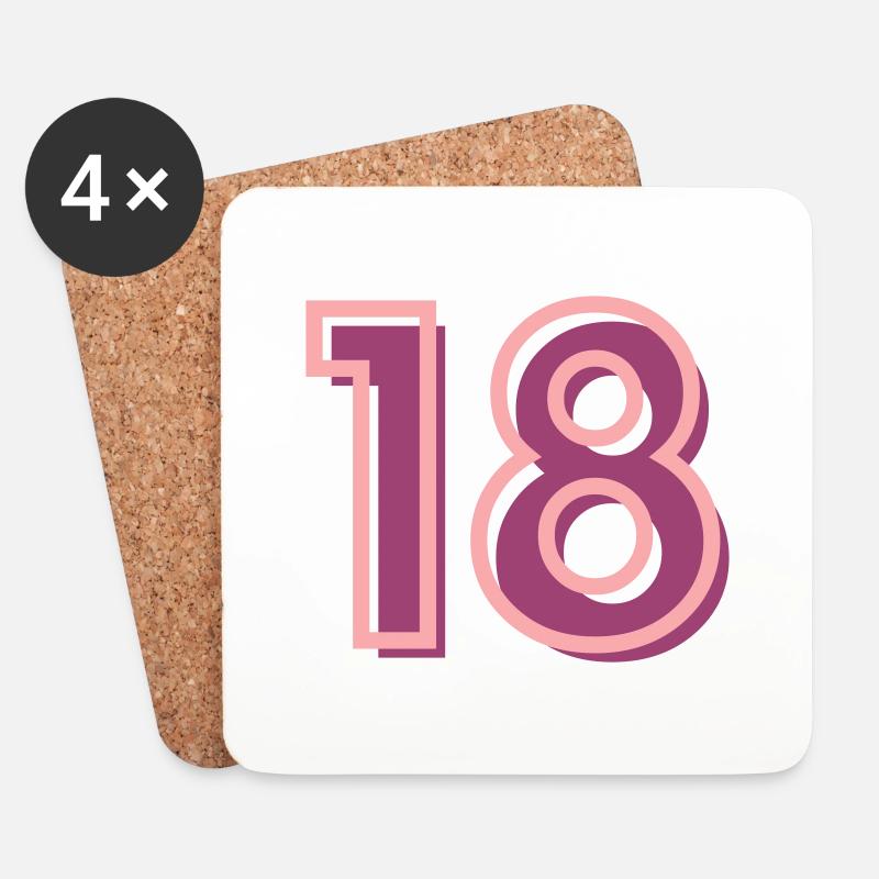 18 Geburtstag - Untersetzer (4er-Set) - Weiß