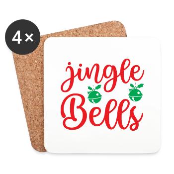 Jingle Bells - Weihnachtsfeier - Untersetzer (4er-Set) - Weiß - Vorne