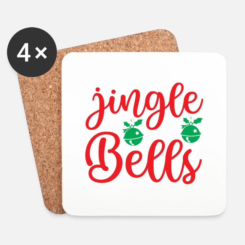 Jingle Bells - Weihnachtsfeier - Untersetzer (4er-Set) - Weiß