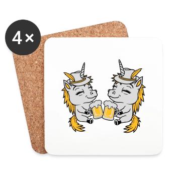 Unicorn Friends Beer Toast - Coasters (set of 4) - white - Front