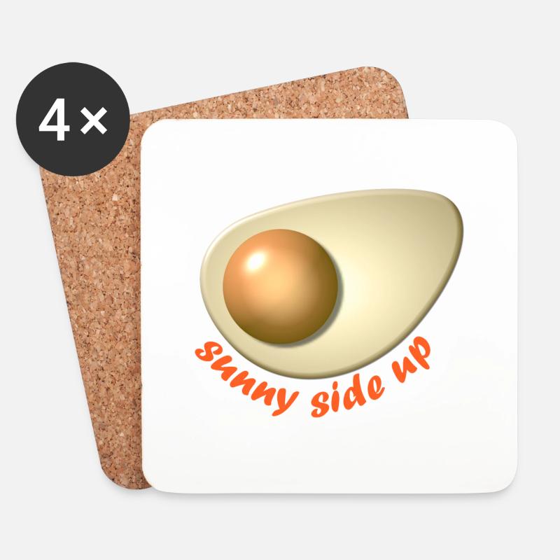 Egg Sunny side up schrift - Untersetzer (4er-Set) - Weiß