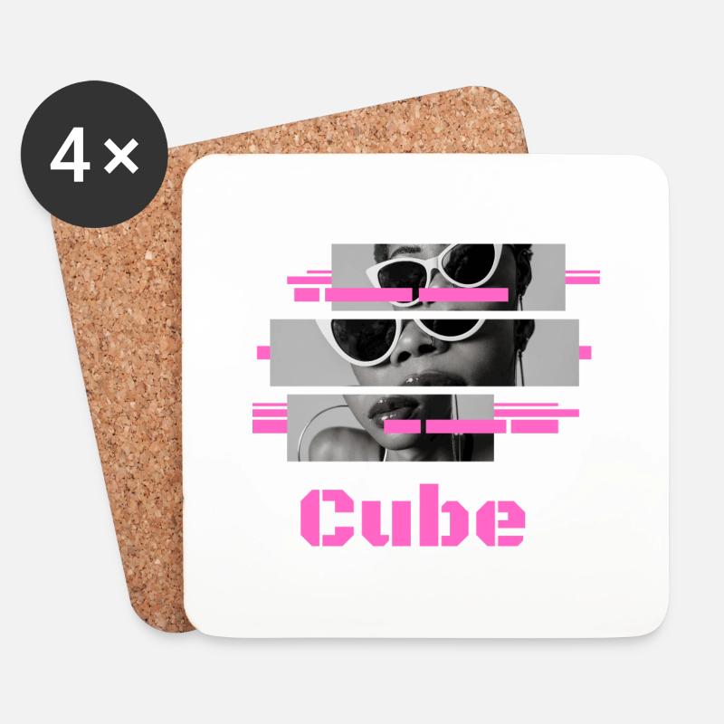 Sonnenbrille "Pink" Cube - Untersetzer (4er-Set) - Weiß