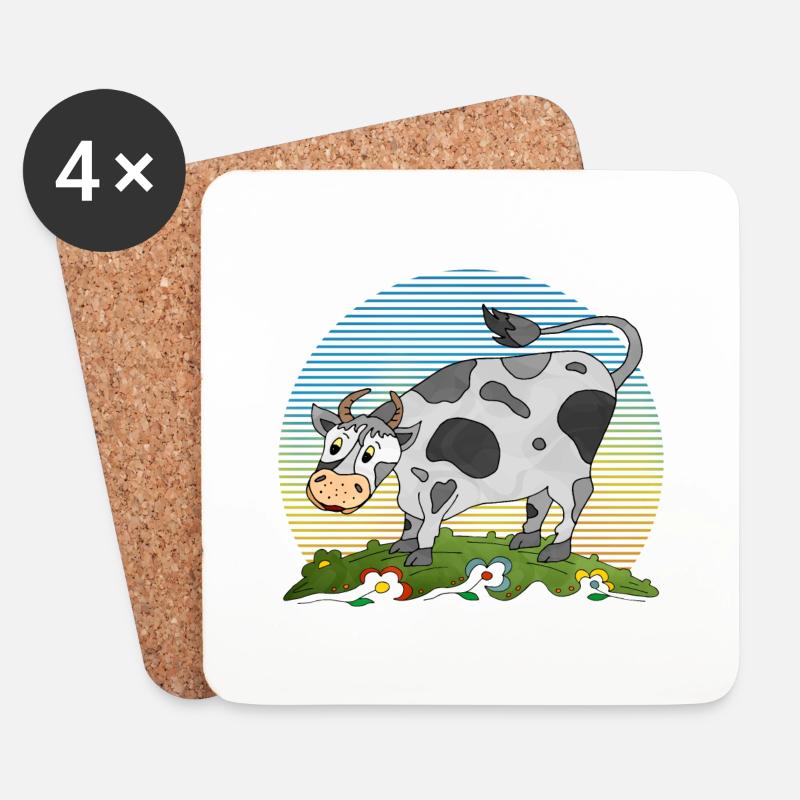 Stier - Untersetzer (4er-Set) - Weiß