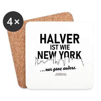 Halver est comme New York - Dessous de verre (lot de 4) - blanc - Devant