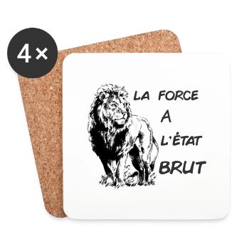 lion la force à l etat brut - Dessous de verre (lot de 4) - blanc - Devant