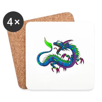 Metalldrache Mechdragon Drache aus Metall - Untersetzer (4er-Set) - Weiß - Vorne