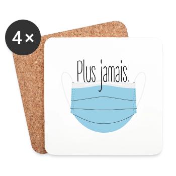 Plus jamais | Tee-shirt à message - Dessous de verre (lot de 4) - blanc - Devant